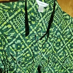 Christopher & Banks Green Geometric Blouse
